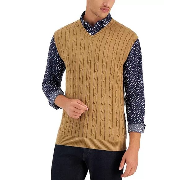 NWT club room XXL yellow proffesional casual layering sweater vest pullover warm - Picture 2 of 7